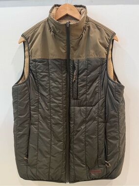 Free Country Reversible Sherpa Puffer Vest Olive Tan Full Zip Mens